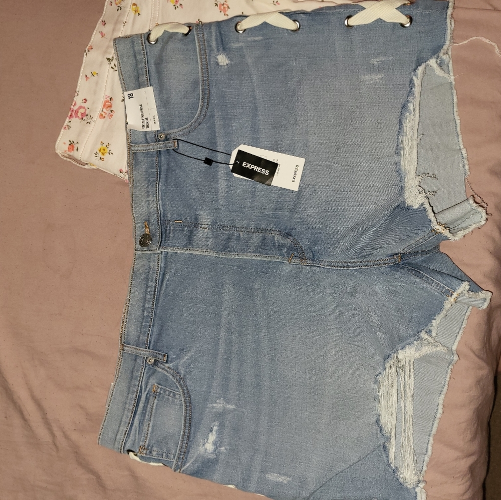 Blue Denim Jean Shorts Set